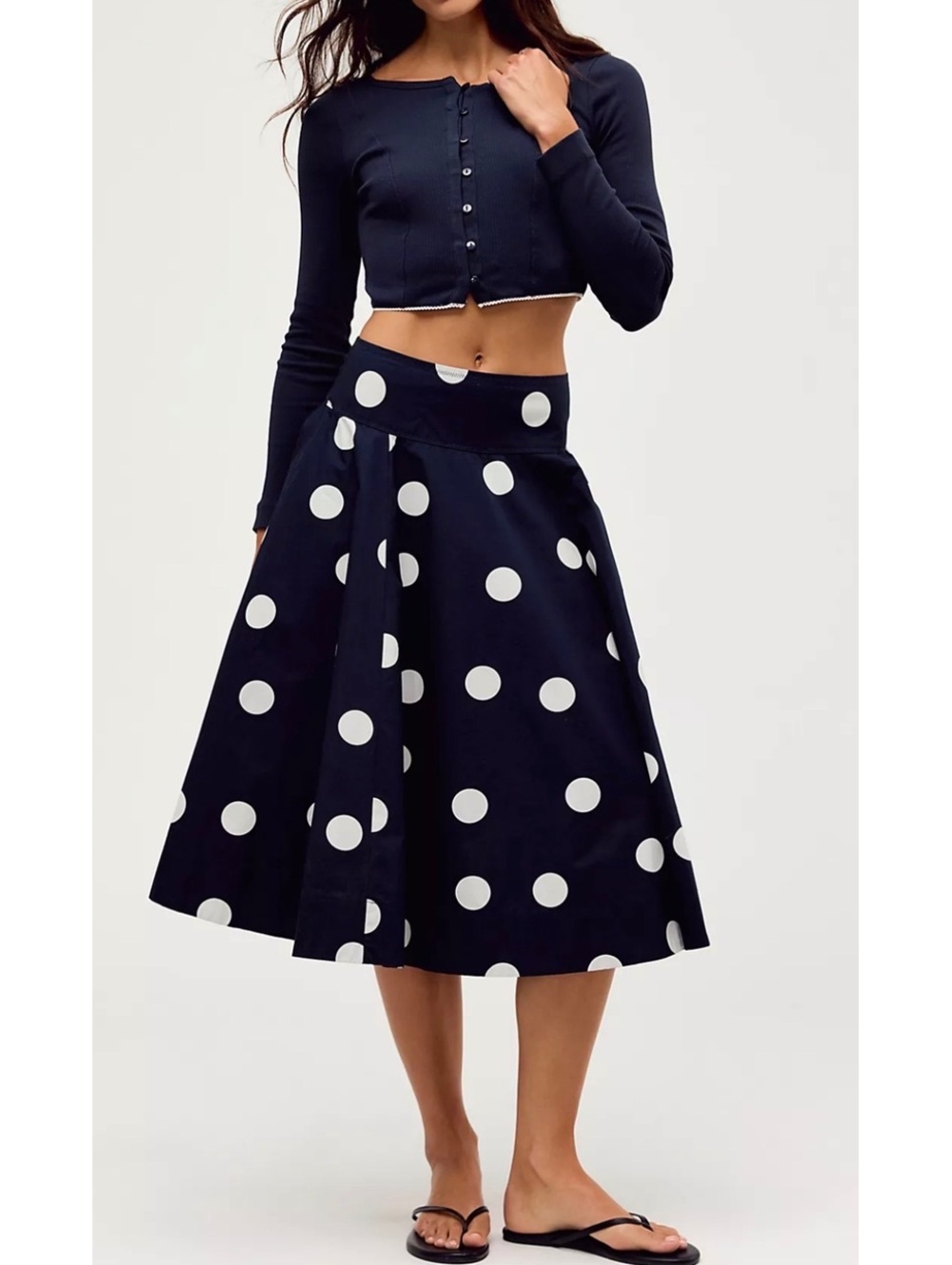 Free people outfit revolve Laverne set polka dot skirt xs & black top small $125